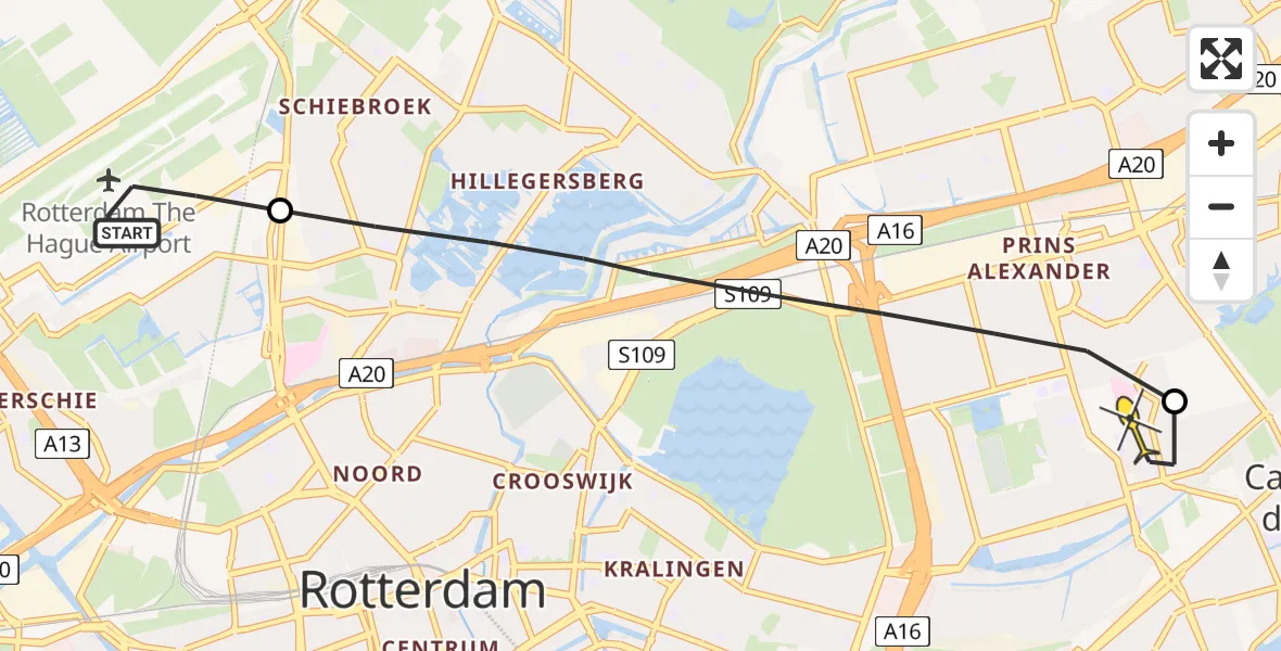Routekaart van de vlucht: Lifeliner 2 naar Capelle aan den IJssel, G.K. van Hogendorpweg