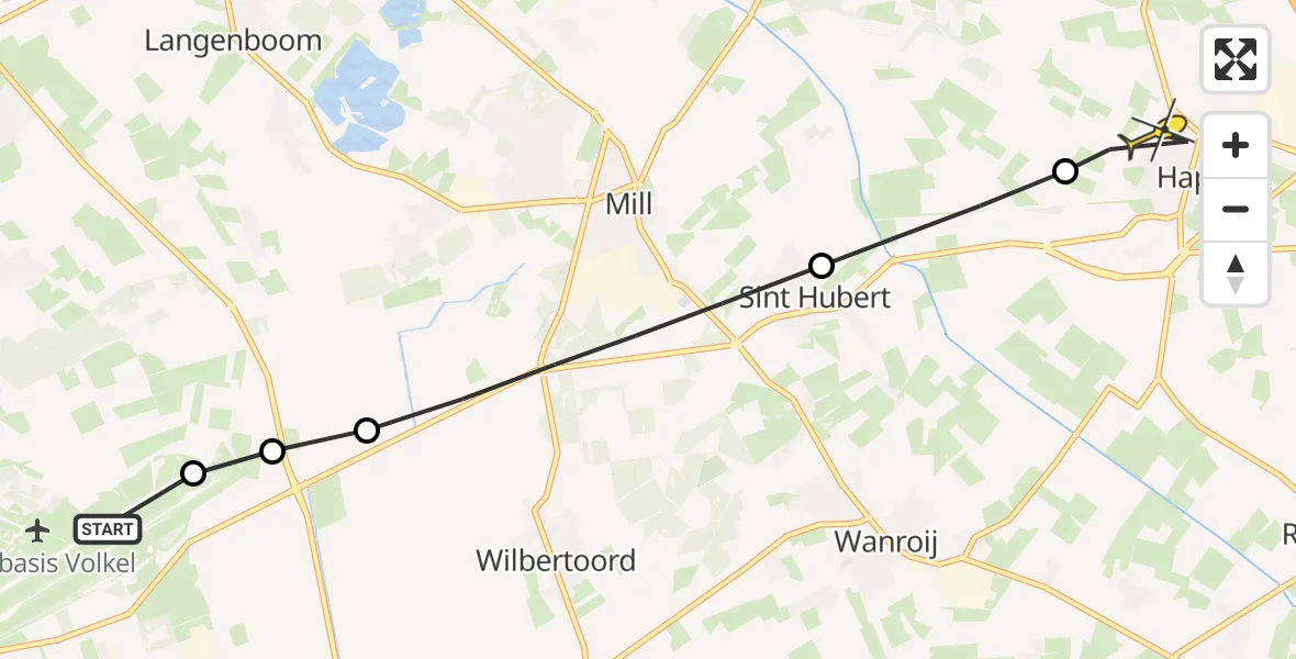 Routekaart van de vlucht: Lifeliner 3 naar Haps, Peelweg