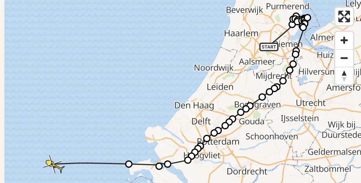 Routekaart van de vlucht: Politieheli naar Fietspad Volgermeerpolder