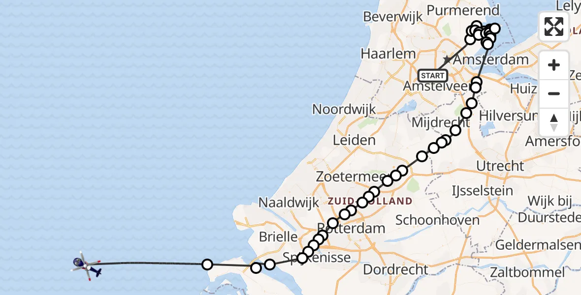 Vluchtroute Politiehelikopter Amsterdam - , 20 mei 2025, 11:58
