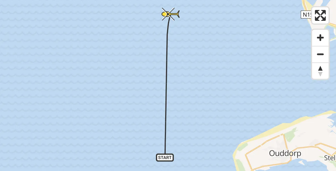 Routekaart van de vlucht: Kustwachthelikopter naar 