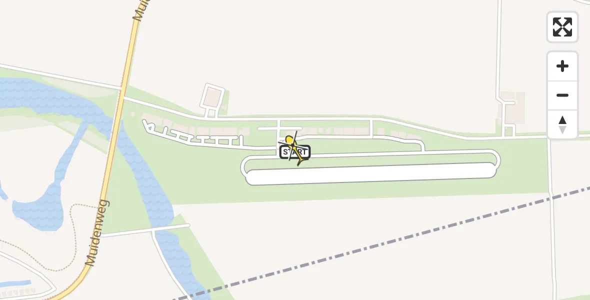 Routekaart van de vlucht: Politiehelikopter naar Vliegveld Midden-Zeeland, Calandweg