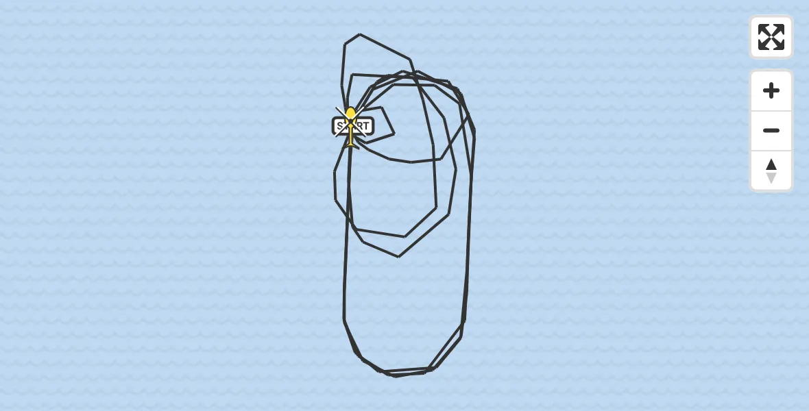 Routekaart van de vlucht: Kustwachthelikopter naar 