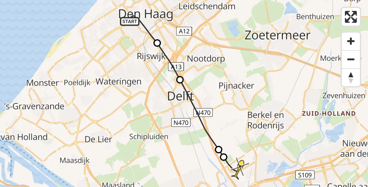 Routekaart van de vlucht: Lifeliner 2 naar Rotterdam The Hague Airport, Jan Krosstraat