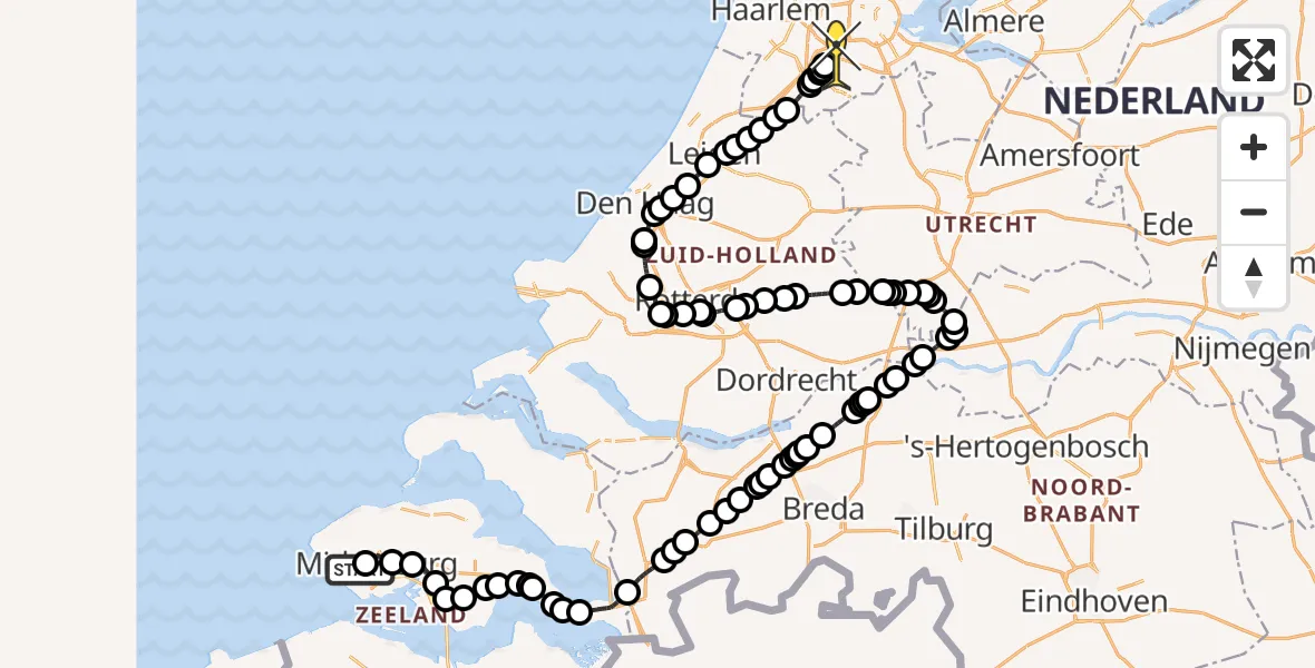 Routekaart van de vlucht: Politiehelikopter naar Schiphol, Perduinsweg