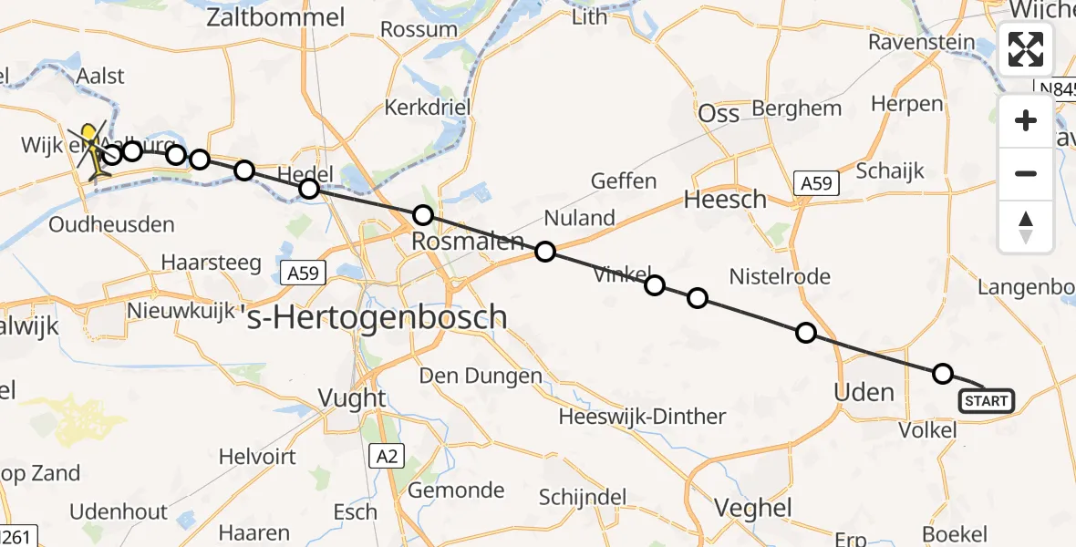 Routekaart van de vlucht: Lifeliner 3 naar Wijk en Aalburg, Zeelandsedijk