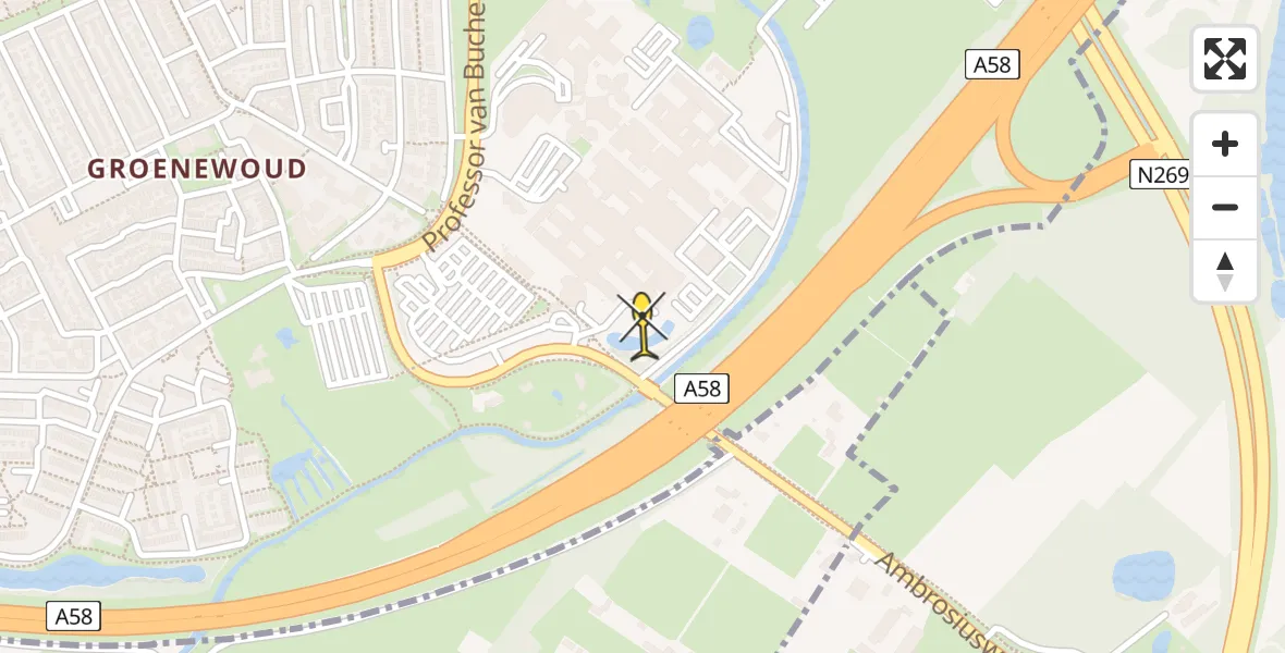 Routekaart van de vlucht: Lifeliner 3 naar Tilburg