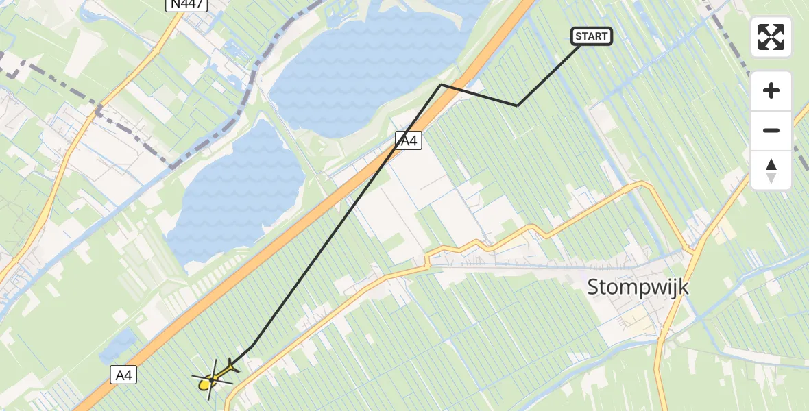 Routekaart van de vlucht: Politiehelikopter naar Leidschendam, Meeslouwerpolderpad