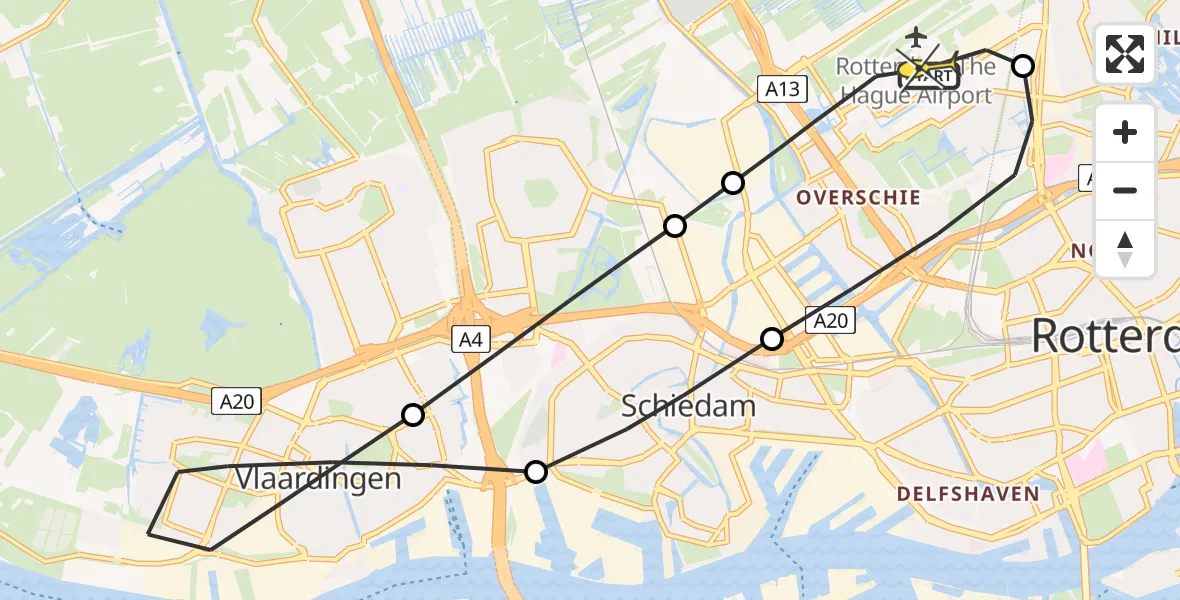 Routekaart van de vlucht: Lifeliner 2 naar Rotterdam The Hague Airport, Barajasbaan