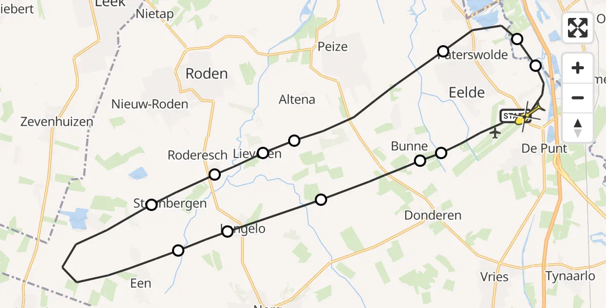 Routekaart van de vlucht: Lifeliner 4 naar Groningen Airport Eelde, Lugtenbergerweg