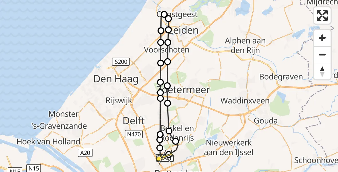 Routekaart van de vlucht: Lifeliner 2 naar Rotterdam The Hague Airport, Oude Leedeweg