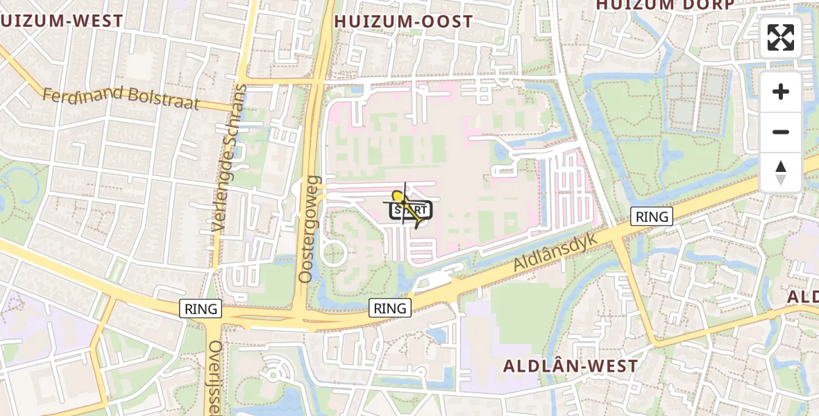 Routekaart van de vlucht: Lifeliner 4 naar Leeuwarden, Aldlânsdyk