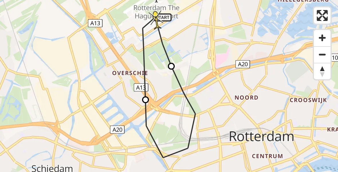 Routekaart van de vlucht: Lifeliner 2 naar Rotterdam The Hague Airport, Welschapstraat