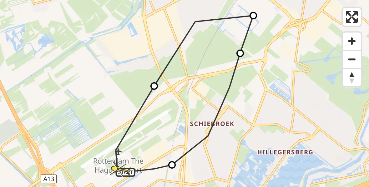 Routekaart van de vlucht: Lifeliner 2 naar Rotterdam The Hague Airport, Tempelweg