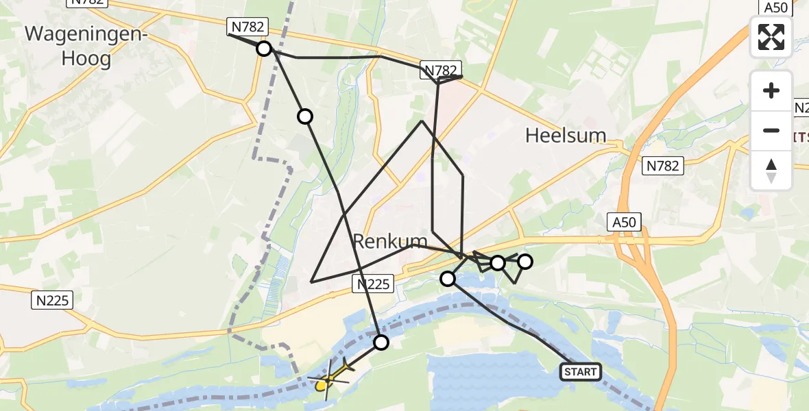 Vluchtroute Politiehelikopter van Heteren naar Heteren