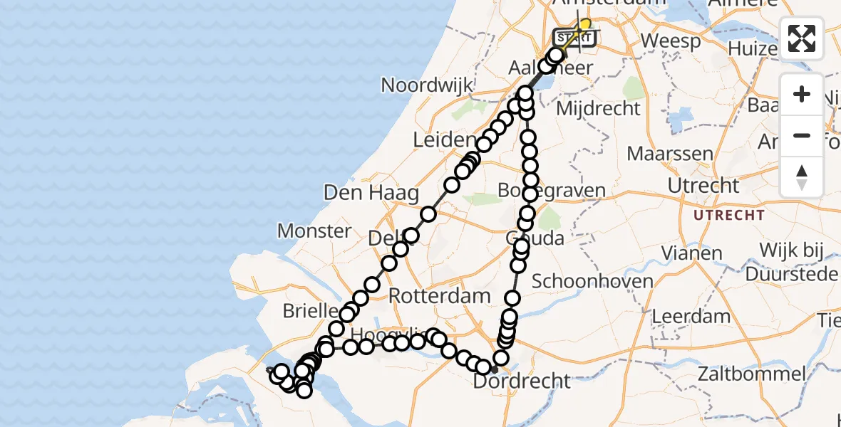 Routekaart van de vlucht: Politieheli naar Schiphol, Westerkimweg