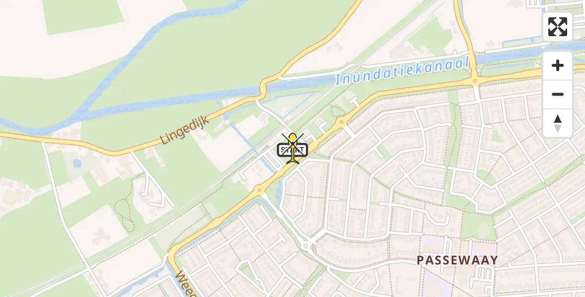 Routekaart van de vlucht: Lifeliner 3 naar Tiel, Oude Tielseweg