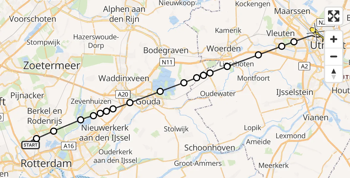Routekaart van de vlucht: Lifeliner 2 naar Utrecht, Bovendijk