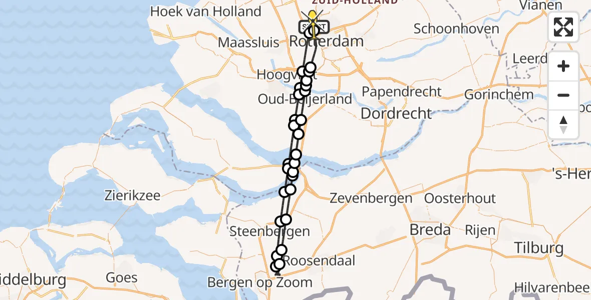 Routekaart van de vlucht: Lifeliner 2 naar Rotterdam The Hague Airport, Van der Duijn van Maasdamweg
