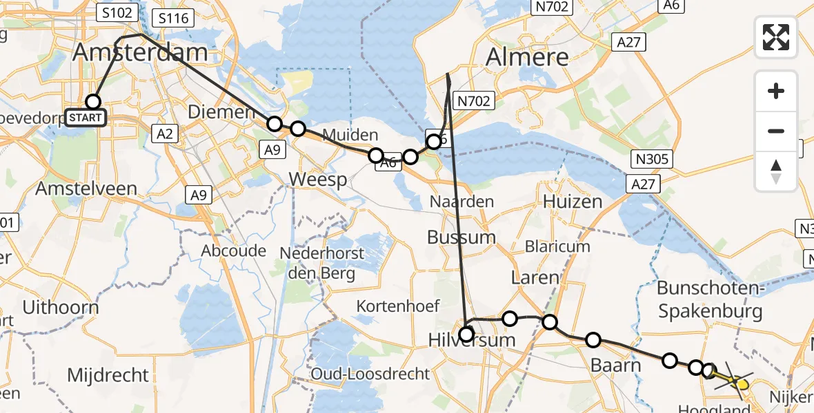 Routekaart van de vlucht: Politiehelikopter naar Amersfoort, Da Costakade