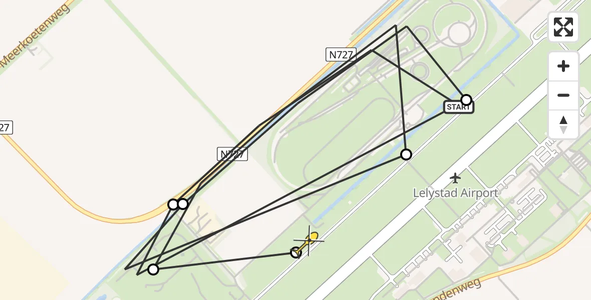 Routekaart van de vlucht: Politieheli naar Lelystad Airport, Anthony Fokkerweg