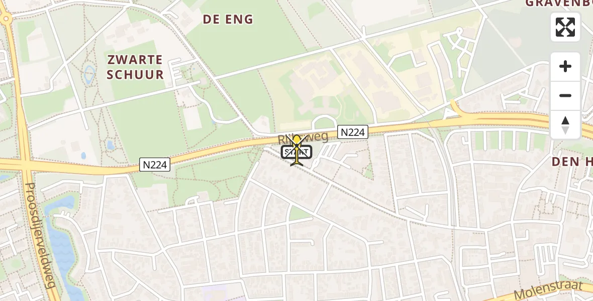 Routekaart van de vlucht: Lifeliner 1 naar Ede, Amsterdamseweg