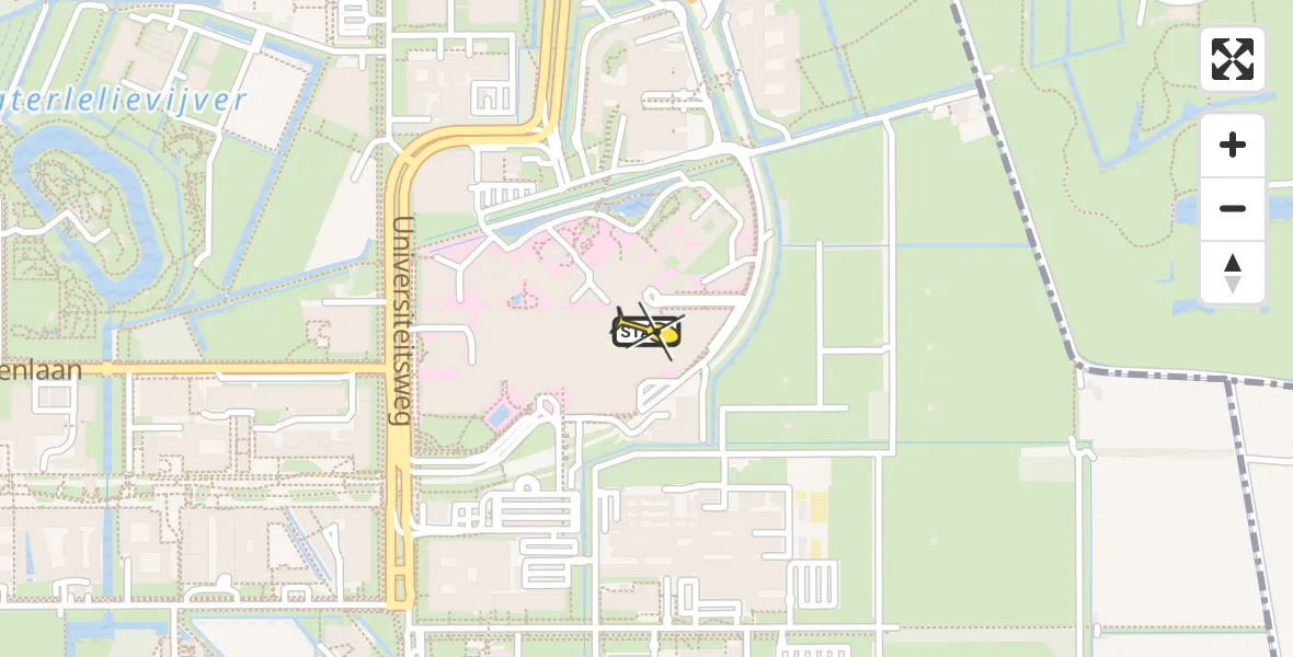 Routekaart van de vlucht: Lifeliner 1 naar Universitair Medisch Centrum Utrecht, UMC Ambulancetunnel