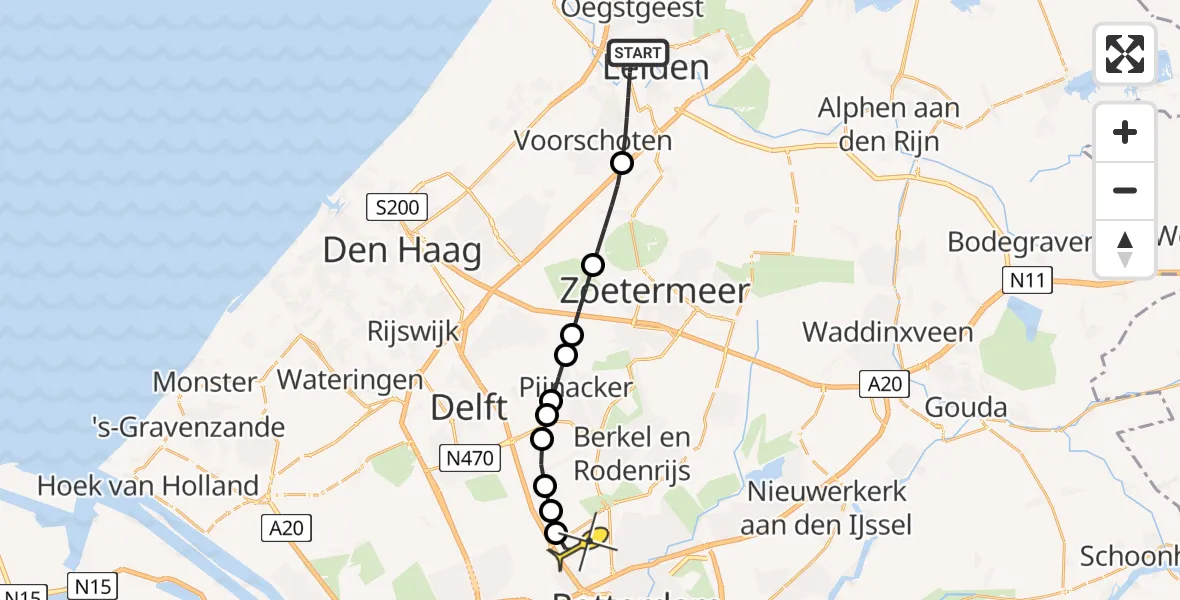 Routekaart van de vlucht: Lifeliner 2 naar Rotterdam The Hague Airport, Haagweg