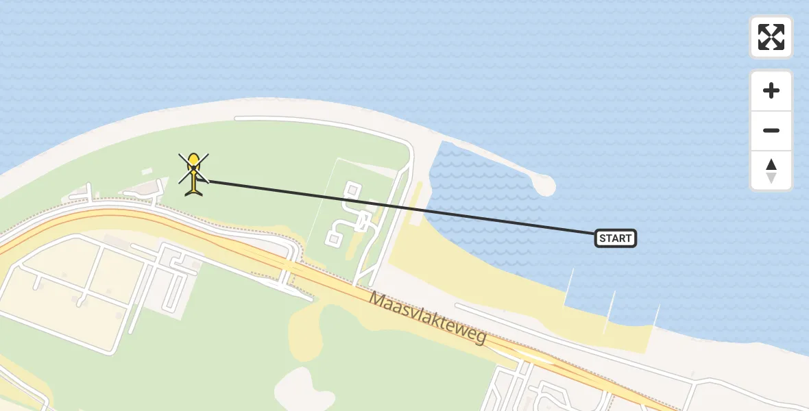 Routekaart van de vlucht: Kustwachthelikopter naar Maasvlakte, Prinses Máximaweg
