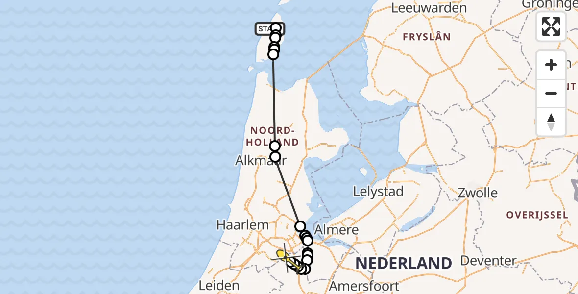 Routekaart van de vlucht: Politiehelikopter naar Abcoude, Zanddijk