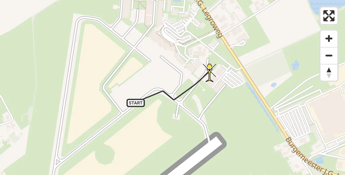 Routekaart van de vlucht: Ambulanceheli naar Groningen Airport Eelde, Machlaan