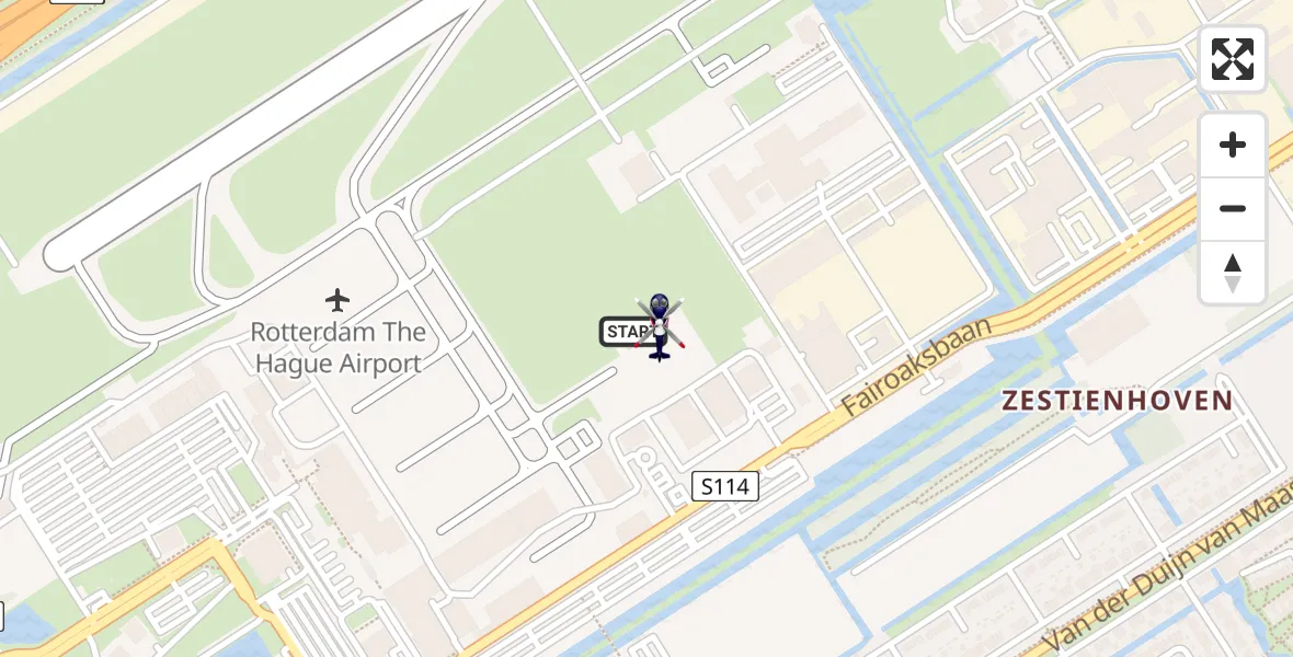 Vluchtroute Politiehelikopter van Rotterdam The Hague Airport naar Rotterdam The Hague Airport