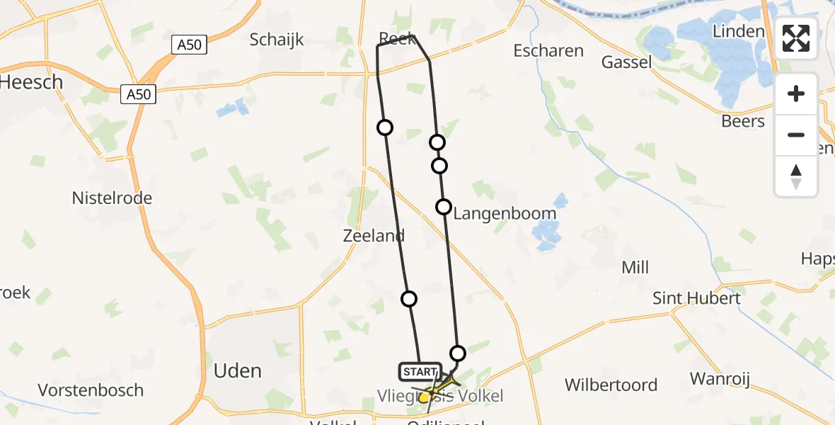 Routekaart van de vlucht: Lifeliner 3 naar Vliegbasis Volkel, Millsebaan