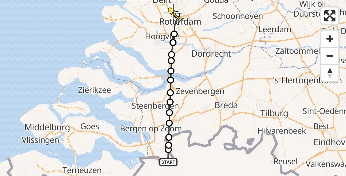 Routekaart van de vlucht: Lifeliner 2 naar Rotterdam The Hague Airport, Parklaan