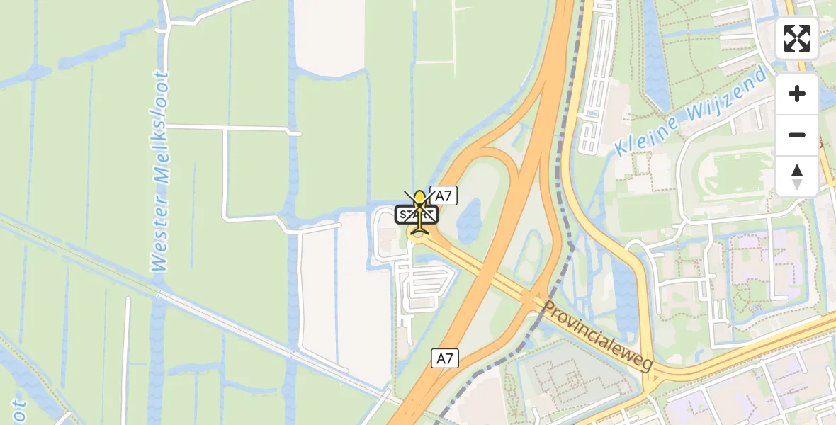 Routekaart van de vlucht: Lifeliner 1 naar Berkhout, Kleine Wijzend