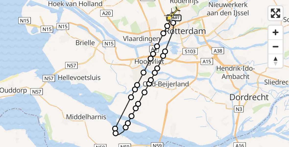 Routekaart van de vlucht: Lifeliner 2 naar Rotterdam The Hague Airport, West-Sidelinge