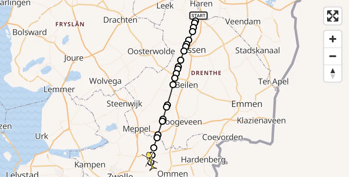 Routekaart van de vlucht: Lifeliner 4 naar Nieuwleusen, Moespot