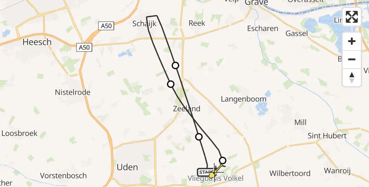 Routekaart van de vlucht: Lifeliner 3 naar Vliegbasis Volkel, Houtvennen