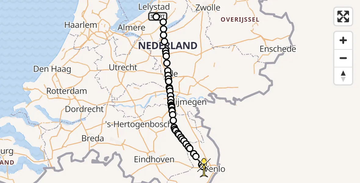 Routekaart van de vlucht: Traumaheli naar Maasbree, Eendenweg