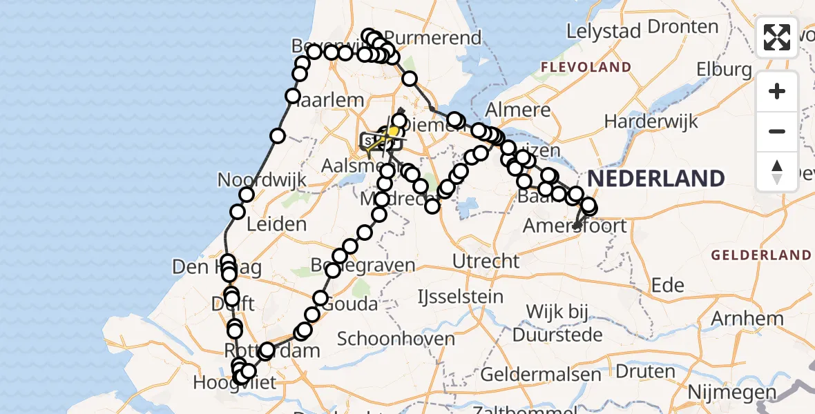 Routekaart van de vlucht: Politieheli naar Schiphol, Kraayveldstraat