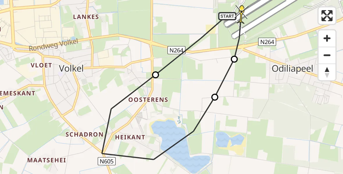 Routekaart van de vlucht: Lifeliner 3 naar Vliegbasis Volkel, Zeelandsedijk