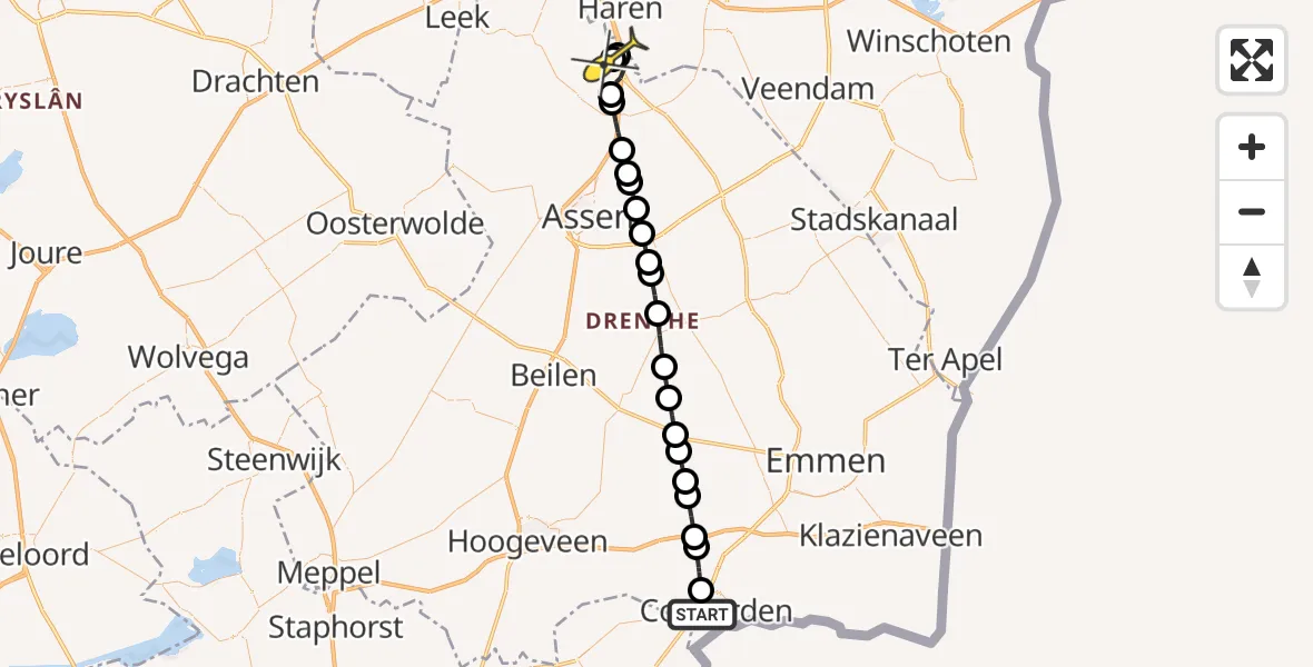 Routekaart van de vlucht: Lifeliner 4 naar Groningen Airport Eelde, Ballast
