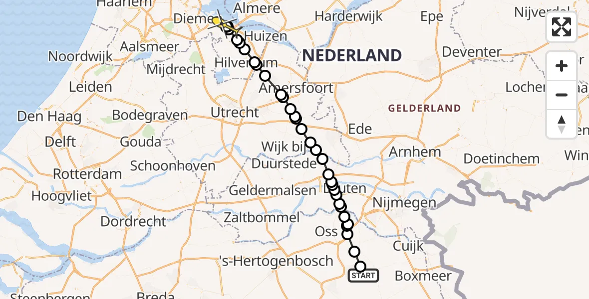 Routekaart van de vlucht: Lifeliner 3 naar Muiden, Bendelaar
