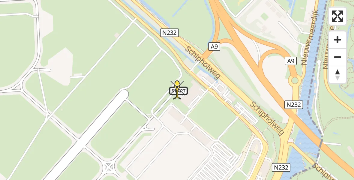 Vluchtroute Politiehelikopter van Schiphol naar Schiphol