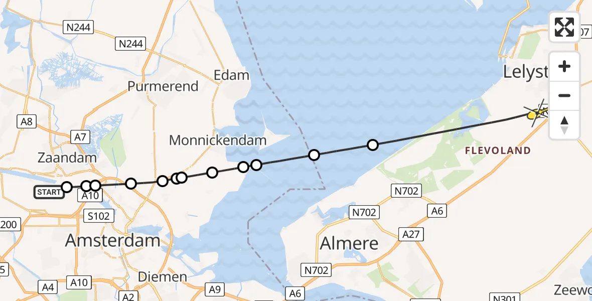 Routekaart van de vlucht: Lifeliner 1 naar Lelystad, Ankerweg