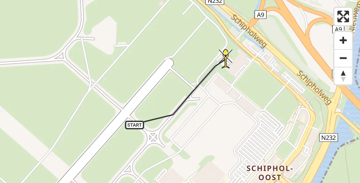 Vluchtroute Politiehelikopter van Schiphol naar Schiphol