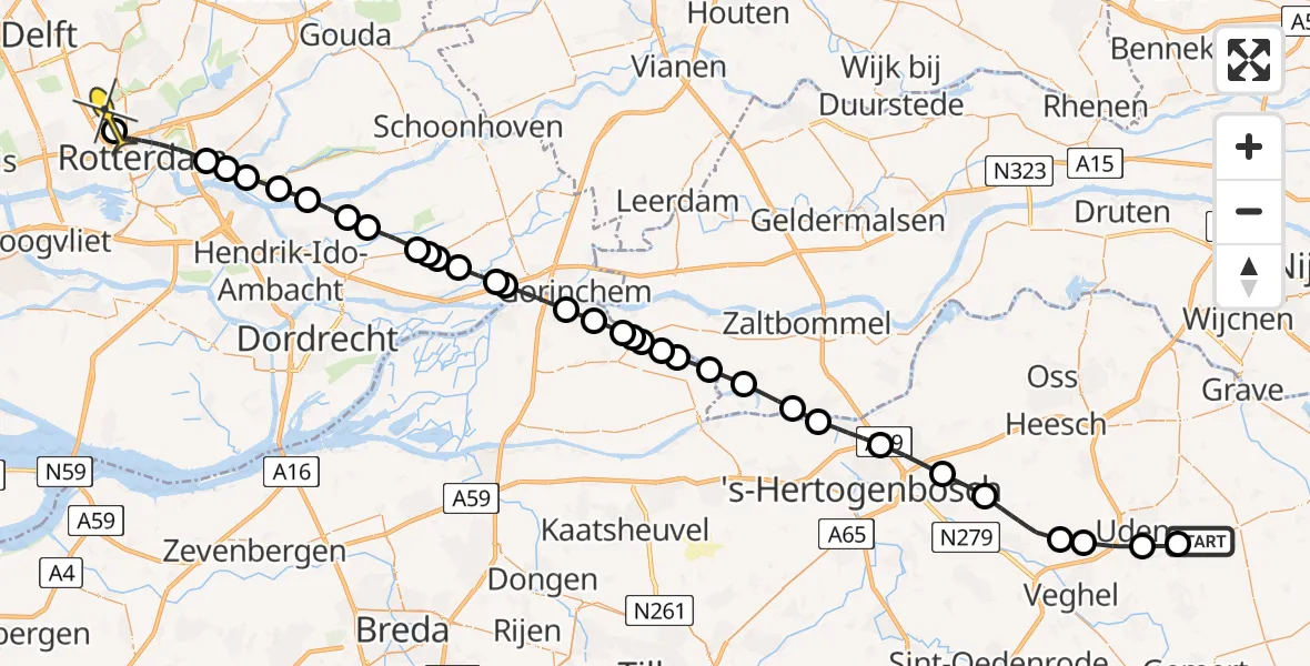 Routekaart van de vlucht: Lifeliner 2 naar Rotterdam The Hague Airport, Zeelandsedijk