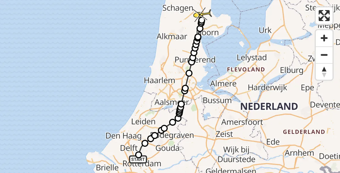 Routekaart van de vlucht: Lifeliner 2 naar Lambertschaag, Oude Bovendijk