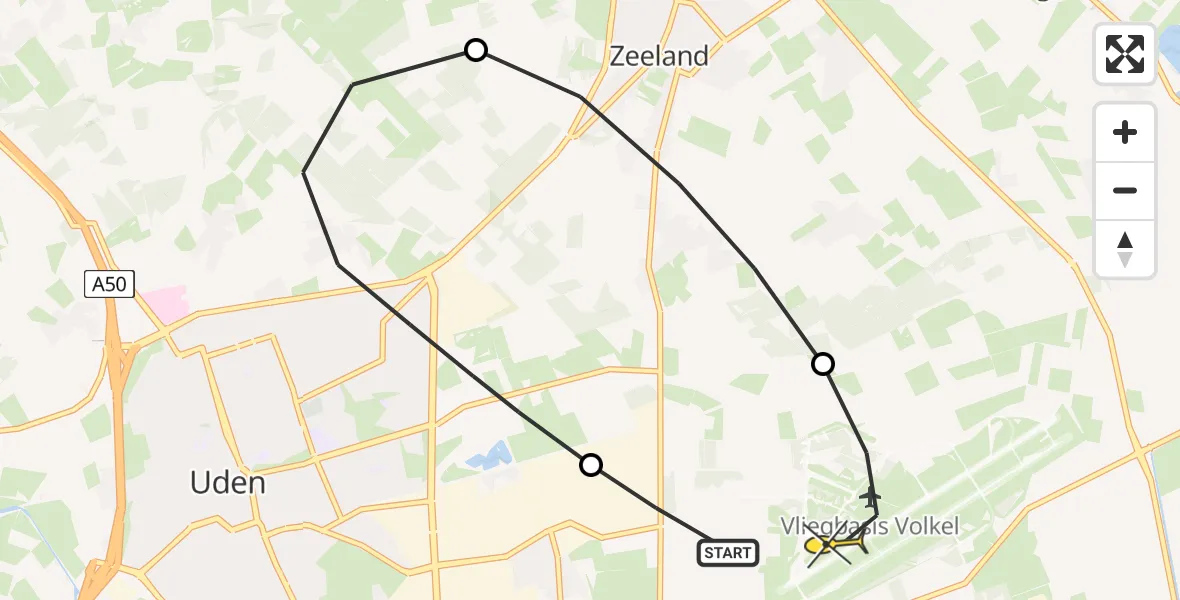 Routekaart van de vlucht: Lifeliner 3 naar Vliegbasis Volkel, Vliegeniersstraat