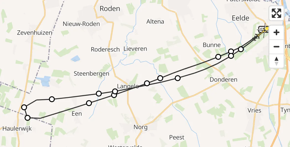 Routekaart van de vlucht: Lifeliner 4 naar Groningen Airport Eelde, Lugtenbergerweg